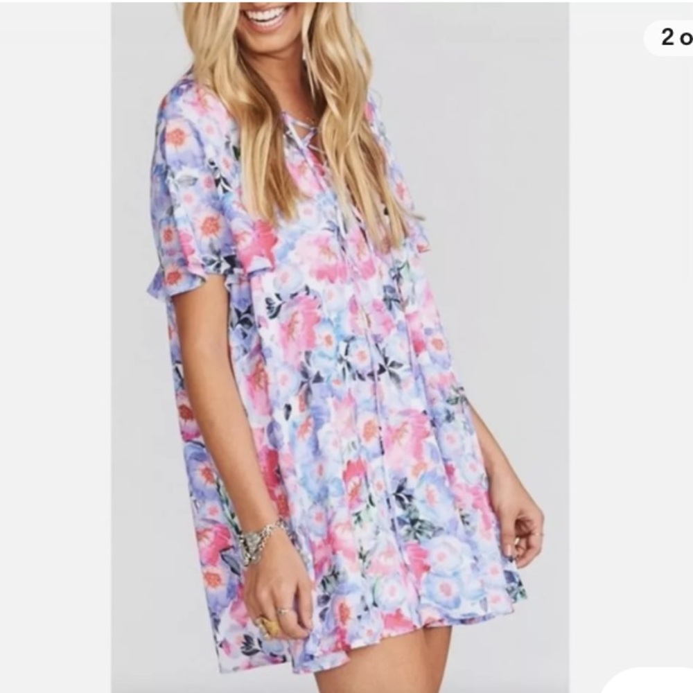 Show Me Your MuMu Pastel Floral Babydoll Dress - Pink, Lavender, Blue
